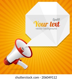 Vector modern Abstract paper speech bubble and megaphone 