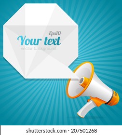 Vector modern Abstract paper speech bubble and megaphone
