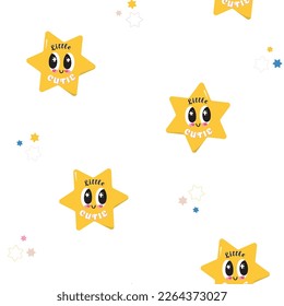 Vector Modern Abstract Playful Starry Sky Children Design on White seamless pattern background. Perfect for web design, fabric, scrapbooking and wallpaper projects.