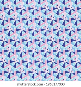 Vector. Modern abstract seamless hexagon pattern. Kaleidoscope color palette. Geometric shapes. 
