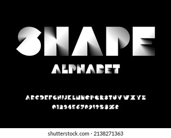 Vector of modern abstract shadow display alphabet design with uppercase, numbers and symbols