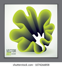 Vector of modern abstract shape, 3d flower shape gradient. 3d flower shape, vector abstract art. Perfect for gift card,cover,poster or brochure. Bright color wave dimensional object.