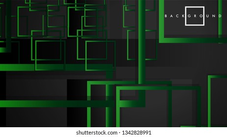 Vector Modern Abstract Squares Backgrounds . with a black green gradient. eps 10 template