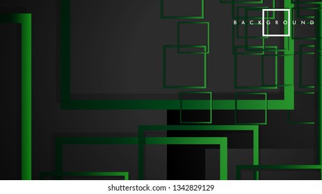 Vector Modern Abstract Squares Backgrounds . with a black green gradient. eps 10 template