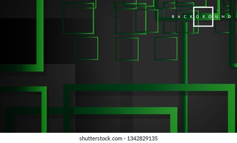 Vector Modern Abstract Squares Backgrounds . with a black green gradient. eps 10 template