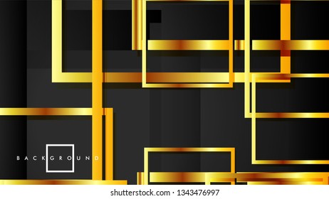 Vector Modern Abstract Squares Backgrounds . with a black and gold color gradient. eps 10 template