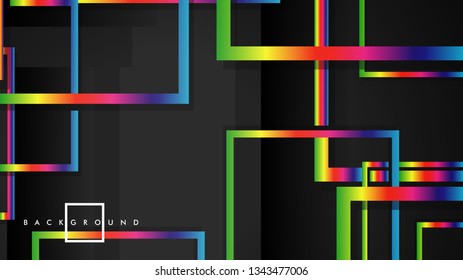 Vector Modern Abstract Squares Backgrounds . with a black and rainbow color gradient. eps 10 template