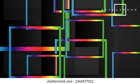 Vector Modern Abstract Squares Backgrounds . with a black and rainbow color gradient. eps 10 template