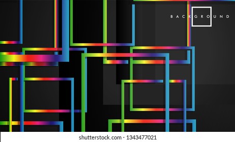 Vector Modern Abstract Squares Backgrounds . with a black and rainbow color gradient. eps 10 template