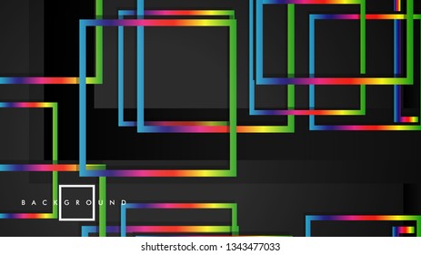 Vector Modern Abstract Squares Backgrounds . with a black and rainbow color gradient. eps 10 template