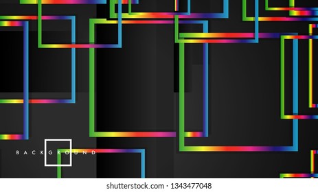 Vector Modern Abstract Squares Backgrounds . with a black and rainbow color gradient. eps 10 template