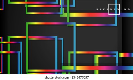 Vector Modern Abstract Squares Backgrounds . with a black and rainbow color gradient. eps 10 template