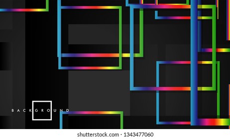 Vector Modern Abstract Squares Backgrounds . with a black and rainbow color gradient. eps 10 template