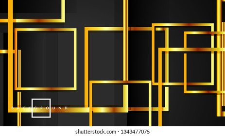 Vector Modern Abstract Squares Backgrounds . with a black and gold color gradient. eps 10 template