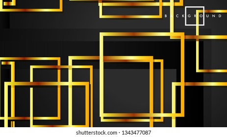 Vector Modern Abstract Squares Backgrounds . with a black and gold color gradient. eps 10 template