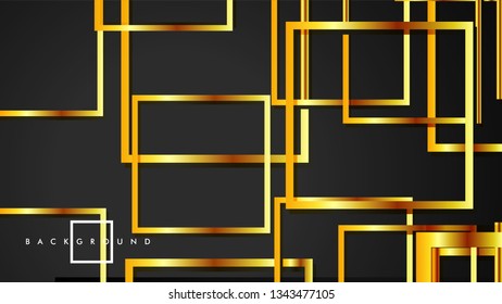 Vector Modern Abstract Squares Backgrounds . with a black and gold color gradient. eps 10 template