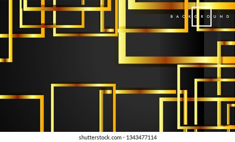 Vector Modern Abstract Squares Backgrounds . with a black and gold color gradient. eps 10 template