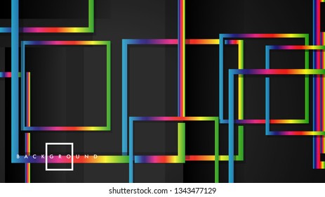 Vector Modern Abstract Squares Backgrounds . with a black and rainbow color gradient. eps 10 template
