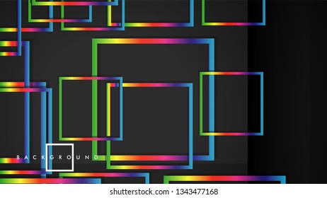 Vector Modern Abstract Squares Backgrounds . with a black and rainbow color gradient. eps 10 template