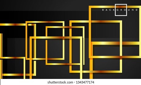 Vector Modern Abstract Squares Backgrounds . with a black and gold color gradient. eps 10 template