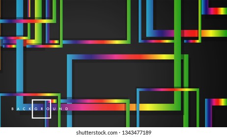 Vector Modern Abstract Squares Backgrounds . with a black and rainbow color gradient. eps 10 template