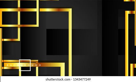 Vector Modern Abstract Squares Backgrounds . with a black and gold color gradient. eps 10 template