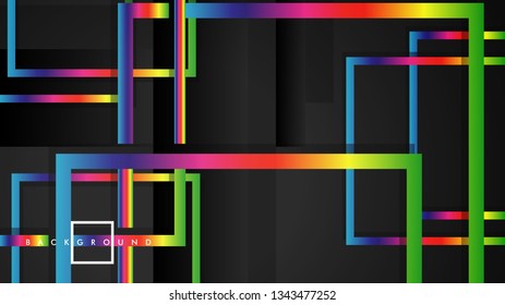Vector Modern Abstract Squares Backgrounds . with a black and rainbow color gradient. eps 10 template