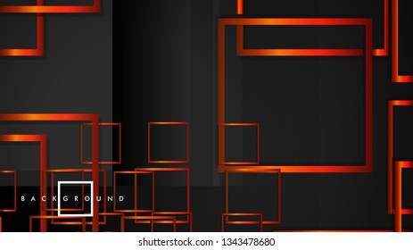 Vector Modern Abstract Squares Backgrounds . with a black orange gradient. eps 10 template
