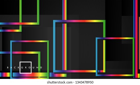 Vector Modern Abstract Squares Backgrounds . with a black and rainbow color gradient. eps 10 template