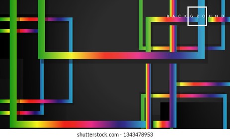 Vector Modern Abstract Squares Backgrounds . with a black and rainbow color gradient. eps 10 template