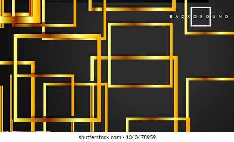 Vector Modern Abstract Squares Backgrounds . with a black and gold color gradient. eps 10 template