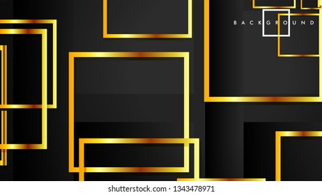 Vector Modern Abstract Squares Backgrounds . with a black and gold color gradient. eps 10 template