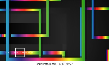 Vector Modern Abstract Squares Backgrounds . with a black and rainbow color gradient. eps 10 template