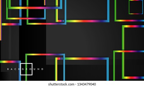 Vector Modern Abstract Squares Backgrounds . with a black and rainbow color gradient. eps 10 template