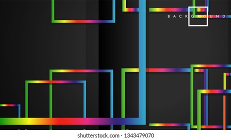 Vector Modern Abstract Squares Backgrounds . with a black and rainbow color gradient. eps 10 template