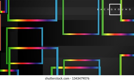 Vector Modern Abstract Squares Backgrounds . with a black and rainbow color gradient. eps 10 template