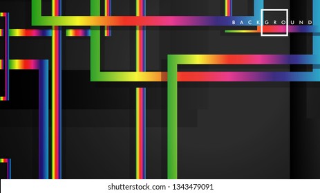 Vector Modern Abstract Squares Backgrounds . with a black and rainbow color gradient. eps 10 template