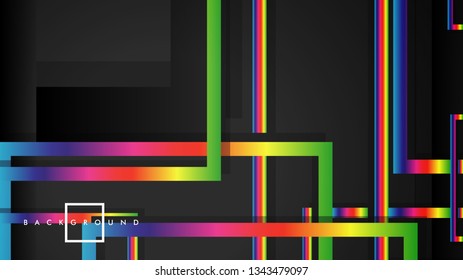 Vector Modern Abstract Squares Backgrounds . with a black and rainbow color gradient. eps 10 template