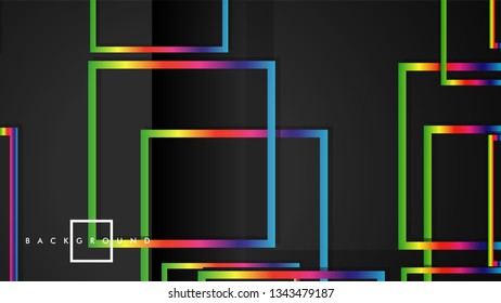 Vector Modern Abstract Squares Backgrounds . with a black and rainbow color gradient. eps 10 template