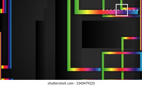 Vector Modern Abstract Squares Backgrounds . with a black and rainbow color gradient. eps 10 template