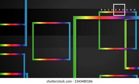 Vector Modern Abstract Squares Backgrounds . with a black and rainbow color gradient. eps 10 template