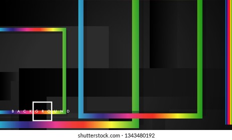Vector Modern Abstract Squares Backgrounds . with a black and rainbow color gradient. eps 10 template
