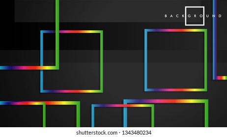 Vector Modern Abstract Squares Backgrounds . with a black and rainbow color gradient. eps 10 template