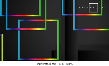Vector Modern Abstract Squares Backgrounds . with a black and rainbow color gradient. eps 10 template