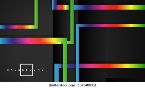 Vector Modern Abstract Squares Backgrounds . with a black and rainbow color gradient. eps 10 template