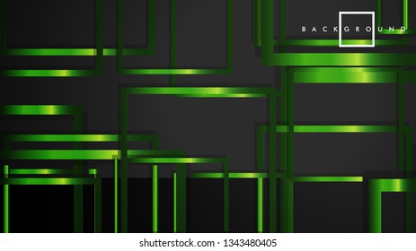 Vector Modern Abstract Squares Backgrounds . with a black and green metal color gradient. eps 10 template