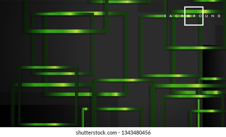 Vector Modern Abstract Squares Backgrounds . with a black and green metal color gradient. eps 10 template