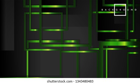 Vector Modern Abstract Squares Backgrounds . with a black and green metal color gradient. eps 10 template