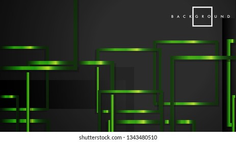 Vector Modern Abstract Squares Backgrounds . with a black and green metal color gradient. eps 10 template