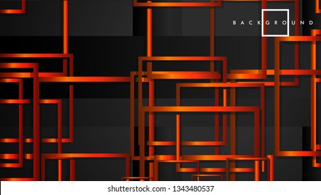 Vector Modern Abstract Squares Backgrounds . with a black orange gradient. eps 10 template